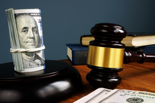 Bail,bonds,and,fine,concept.,money,and,gavel,as,symbol